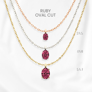 Luxury Ruby Egg Pendant Necklace in Sterling Silver