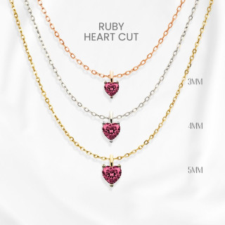 Ruby Heart Pendant Necklace | 925 Sterling Silver, Gold Plated