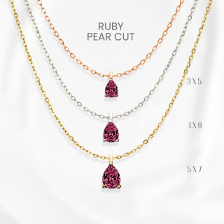 Elegant Ruby Teardrop Necklace in Sterling Silver