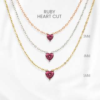 Ruby Heart Necklace | 925 Sterling Silver, Gold Plated | GEORGE Jewelry