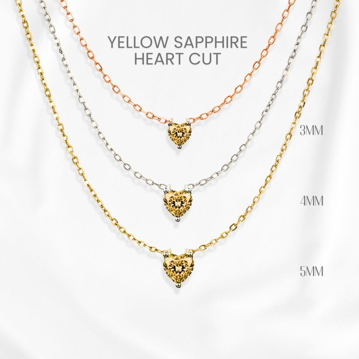 Collar con corazón de zafiro amarillo | Plata de ley 925 | GEORGE Jewelry