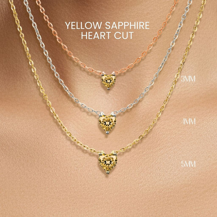 Collar con corazón de zafiro amarillo | Plata de ley 925 | GEORGE Jewelry