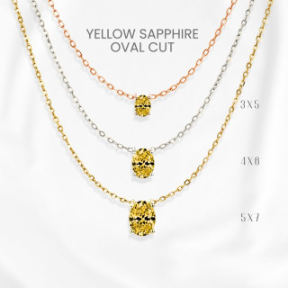 Yellow Sapphire Necklace | 925 Sterling Silver, Classic Egg Shape