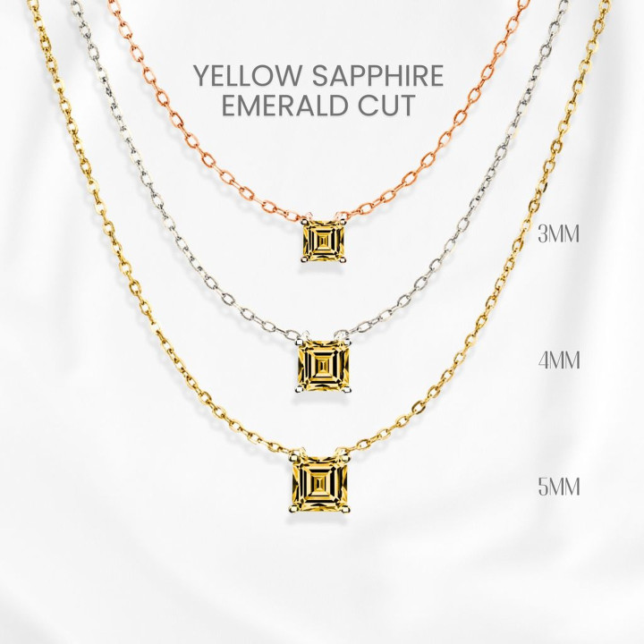 Collier en saphir jaune | Taille classique | Argent sterling et plaqué or