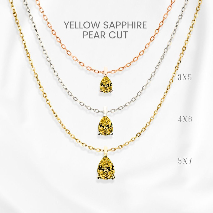 Luxury Yellow Sapphire Teardrop Necklace in Sterling Silver
