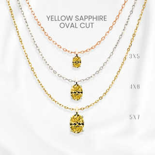 Luxury Yellow Sapphire Necklace | 925 Sterling Silver, GEMSTONE Pendant