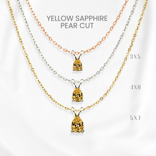Elegant Yellow Sapphire Necklace | Teardrop Design in Sterling Silver