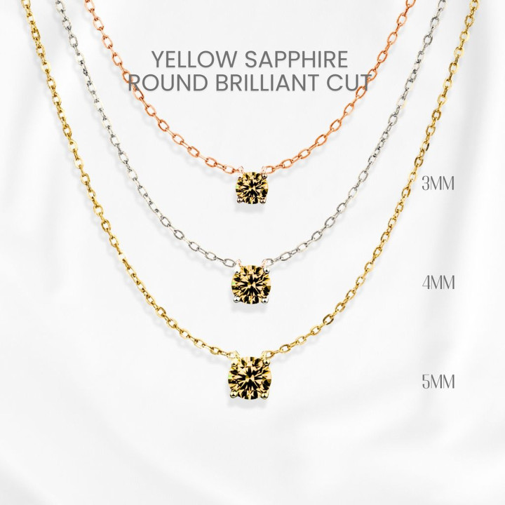 Collier en saphir jaune véritable | Pendentif en argent sterling 925 de GEORGE Jewelry