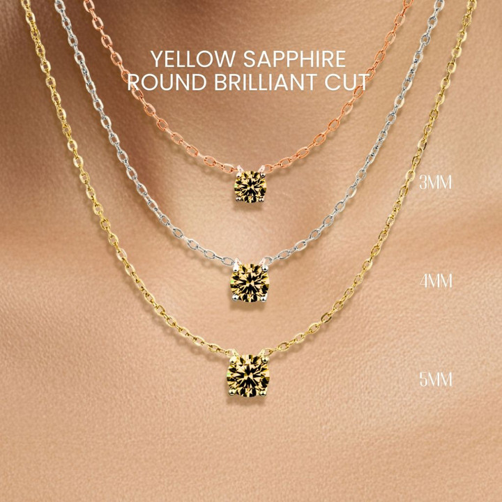 Collier en saphir jaune véritable | Pendentif en argent sterling 925 de GEORGE Jewelry
