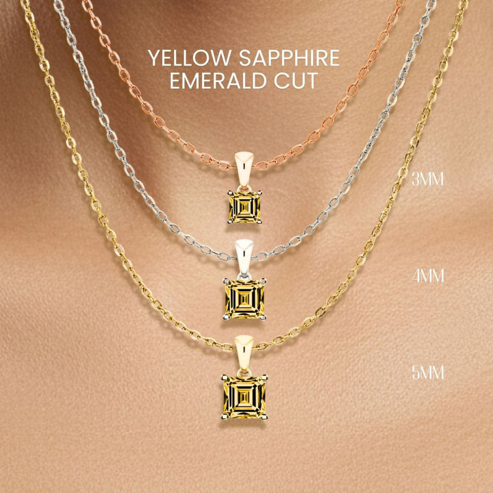 Collar de zafiro amarillo - Talla premium, plata de ley y chapado en oro.