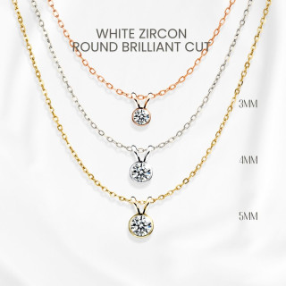 Radiant White Zircon Necklace | 925 Sterling Silver Pendant by GEORGE