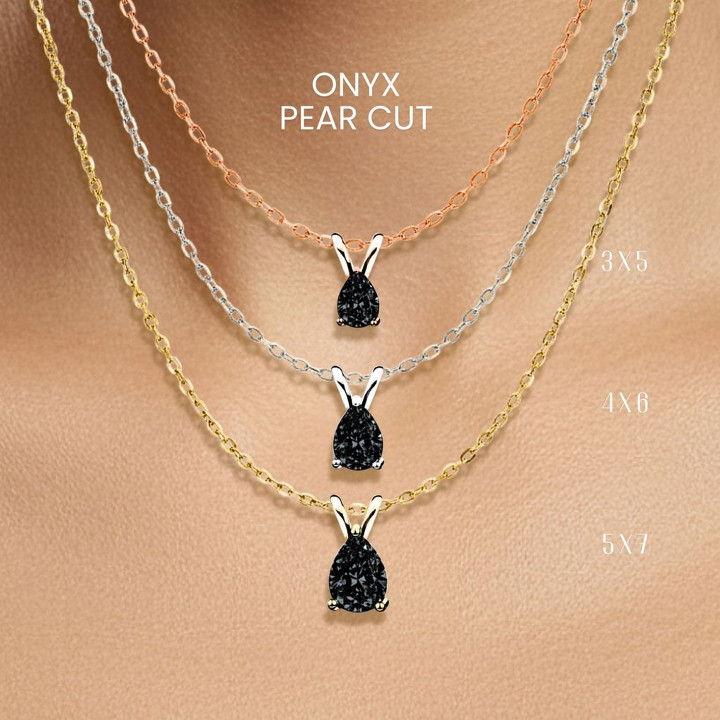 Collar con colgante de lágrima de ónix negro | GEORGE Jewelry Plata de ley