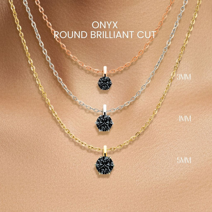 Collar de ónix negro | Colgante de plata de ley 925 chapado en oro