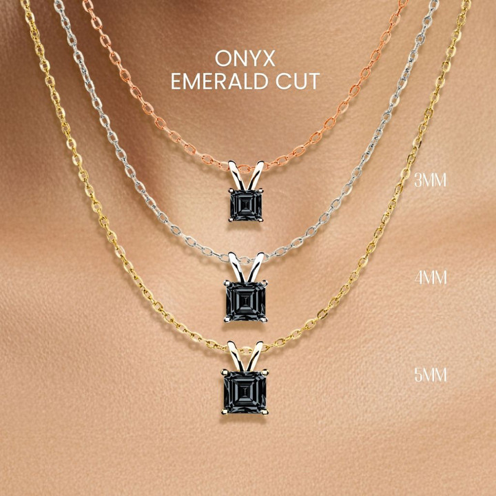 Collar de ónix negro | Plata de ley, chapado en oro, colgante GEORGE