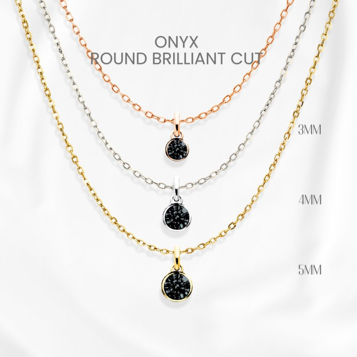 Collar de ónix negro | Colgante minimalista de plata de ley