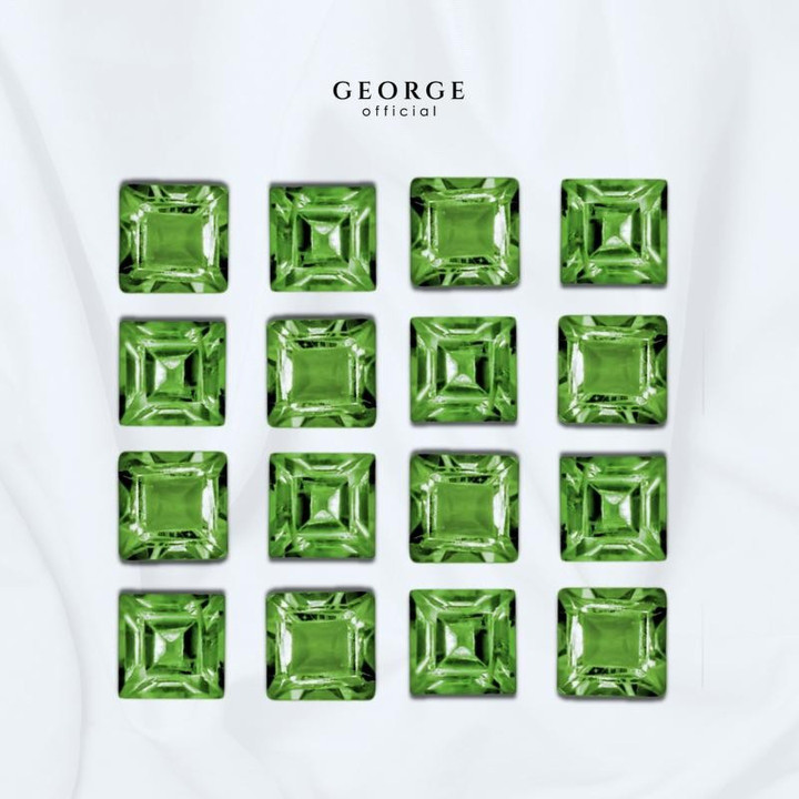 Genuine Green Sapphire: Square Step Cut (2-4mm) by George Jewelry