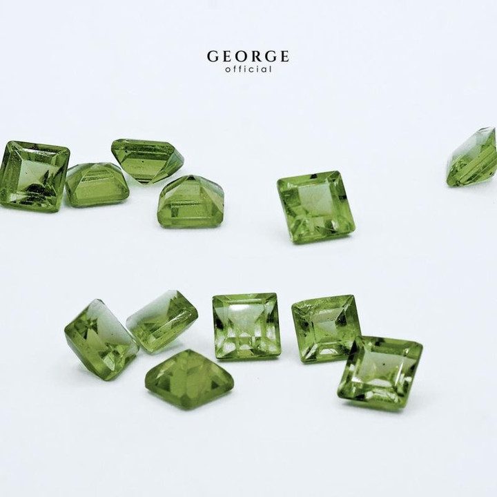 Genuine Green Sapphire: Square Step Cut (2-4mm) by George Jewelry