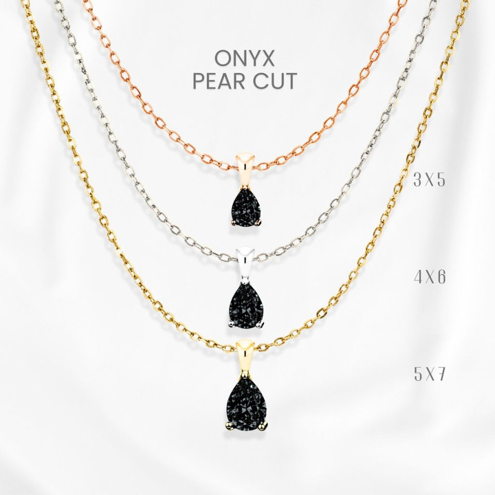 Schwarze Onyx-Tropfenkette | Sterlingsilber und vergoldet