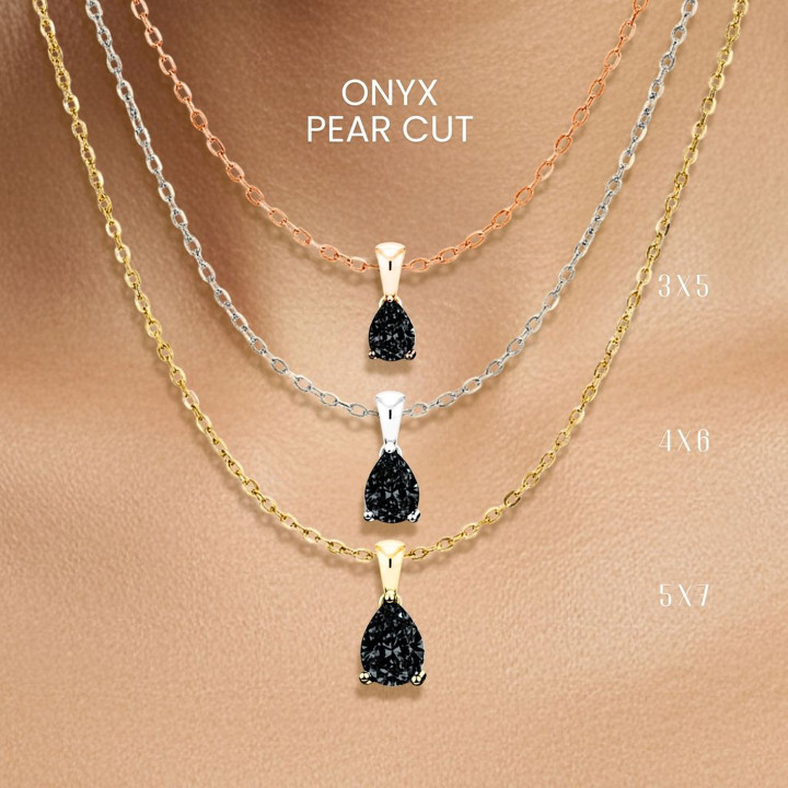 Schwarze Onyx-Tropfenkette | Sterlingsilber und vergoldet