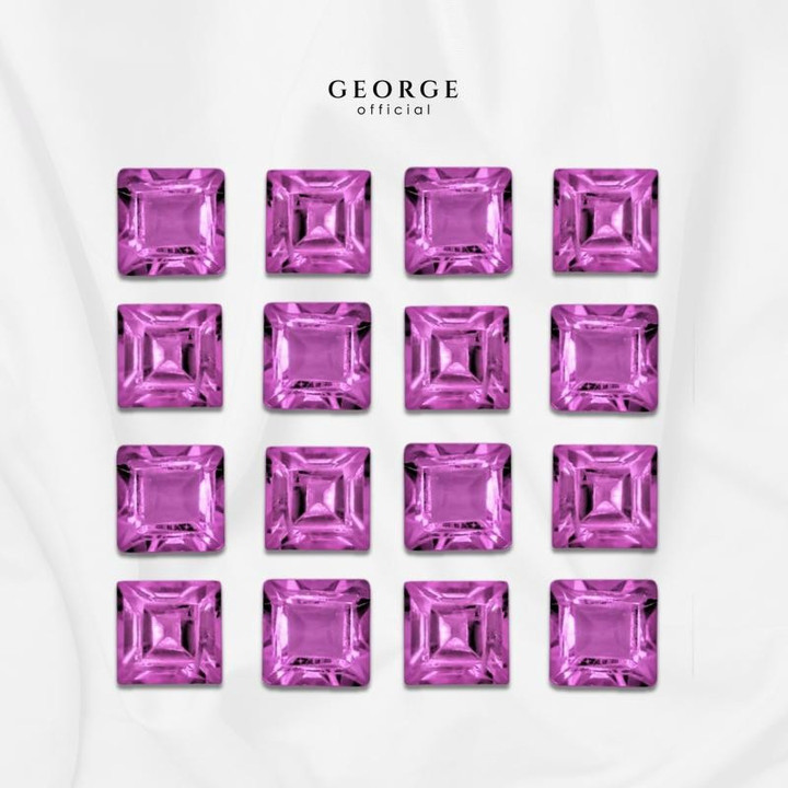 Genuine Rhodolite Garnet Gemstones - Square Step Cut
