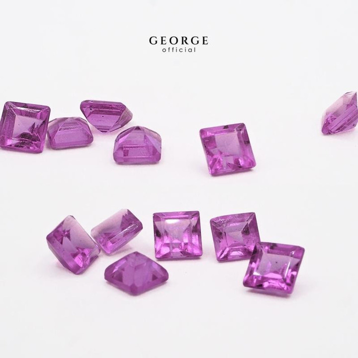 Genuine Rhodolite Garnet Gemstones - Square Step Cut