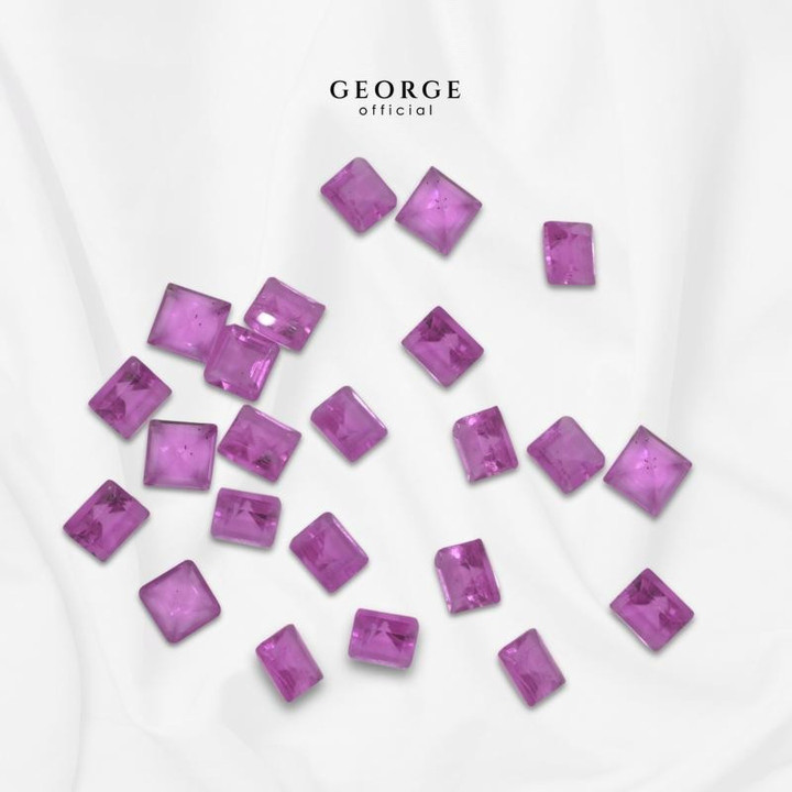 Genuine Rhodolite Garnet Gemstones - Square Step Cut