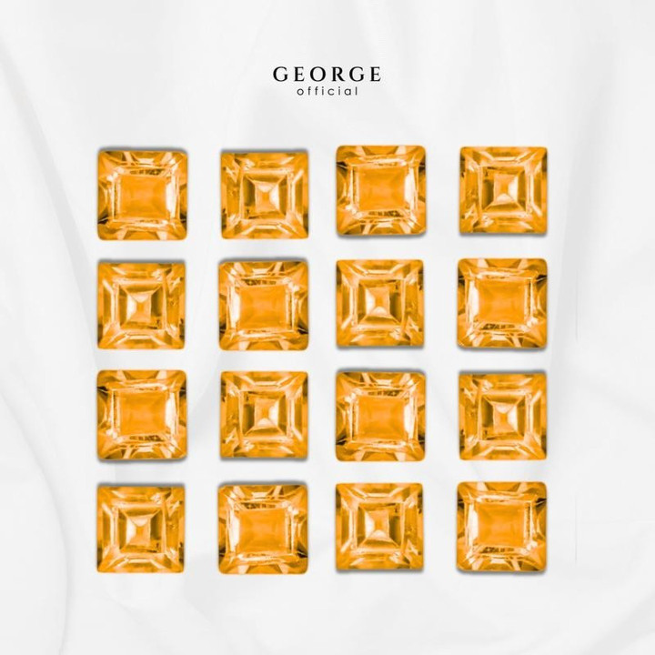Genuine Orange Sapphire: Square Step Cut (2-4mm) by George Jewelry
