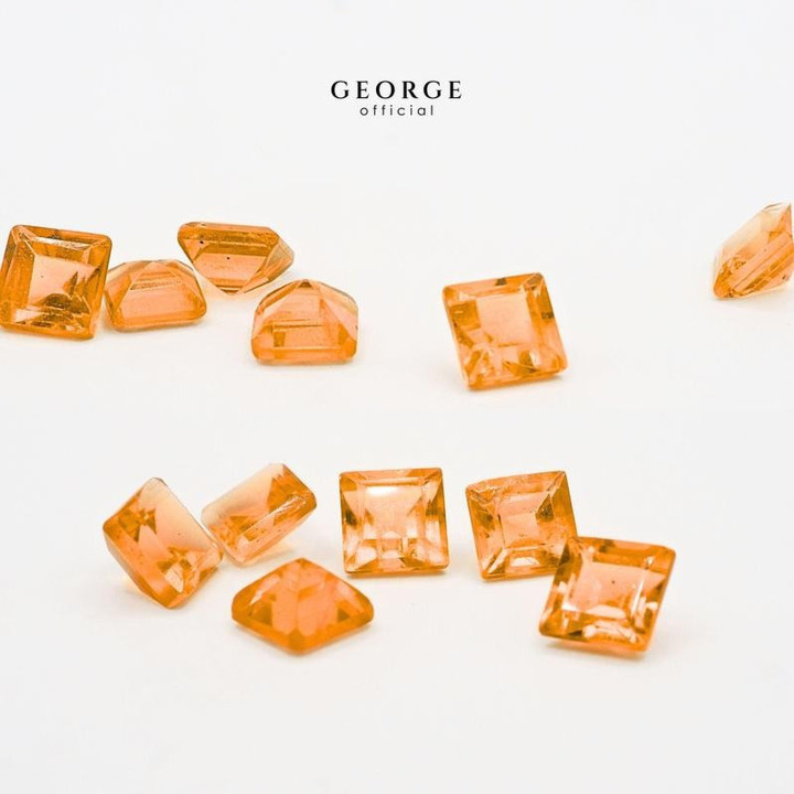 Genuine Orange Sapphire: Square Step Cut (2-4mm) by George Jewelry