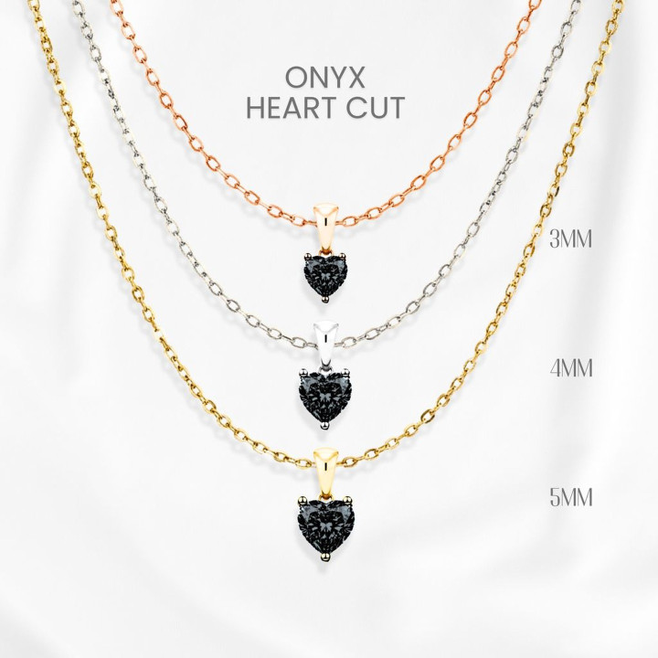 Collar con colgante de corazón de ónix negro | Plata de ley, chapado en oro por GEORGE Jewelry