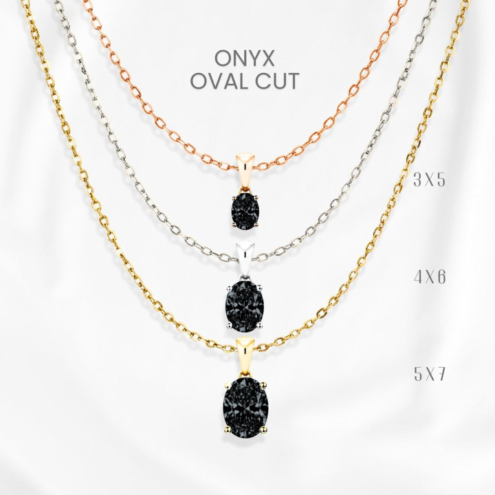 Collar de ónix negro | Colgante de plata de ley chapado en oro | Joyería GEORGE