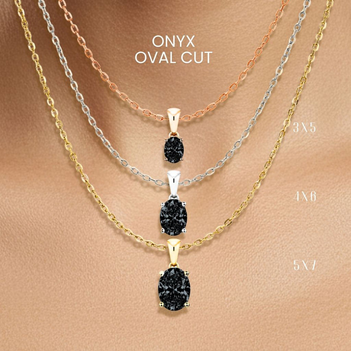 Collar de ónix negro | Colgante de plata de ley chapado en oro | Joyería GEORGE