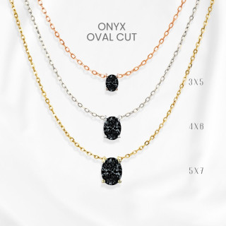 Elegant Black Onyx Egg Necklace | Sterling Silver and Gold Plated