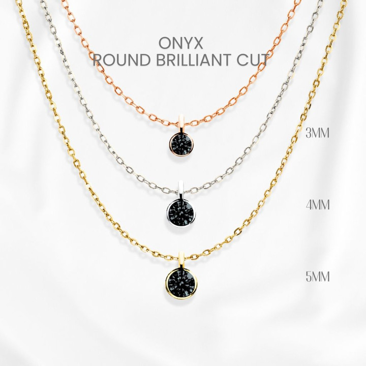 Collier en onyx noir | Sertissage clos de luxe | Argent sterling