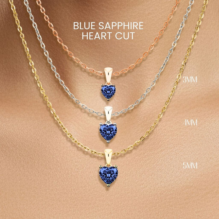 Collar con corazón de zafiro azul | Plata de ley 925 y baño de oro
