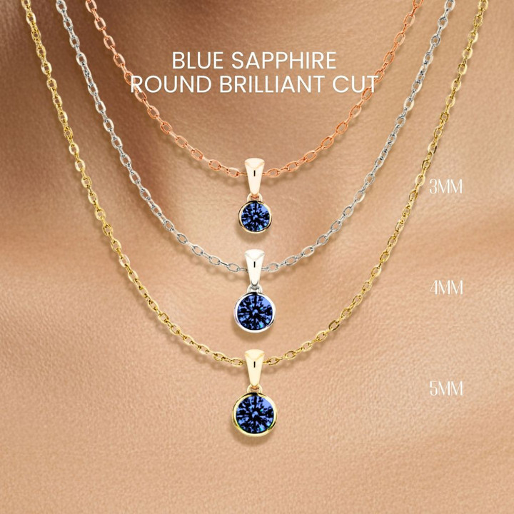 Halskette mit blauem Saphir | Hochwertige Fassung | Sterlingsilber