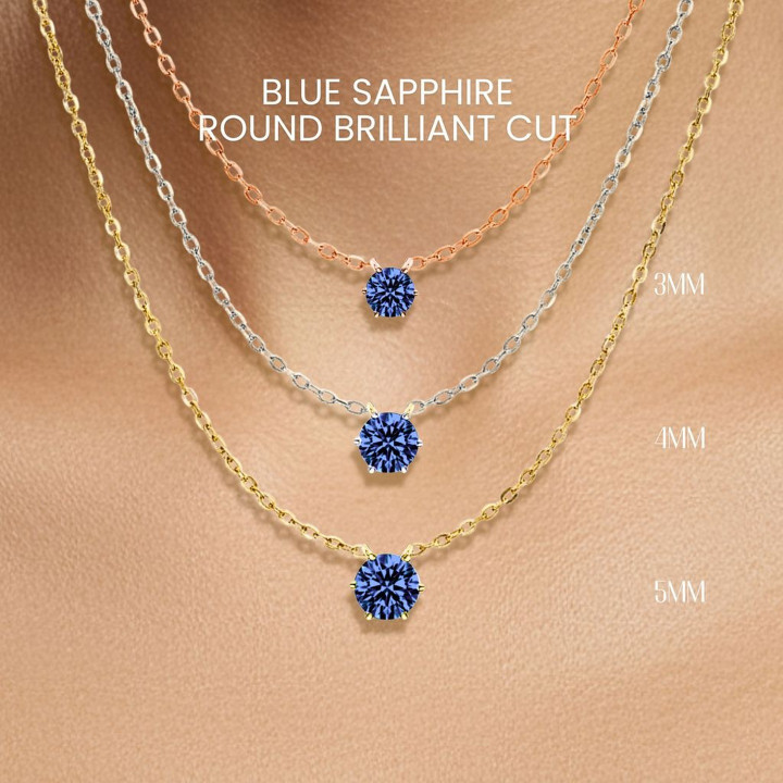 Collier Saphir Bleu | Pendentif Classique en Argent 925 de GEORGE