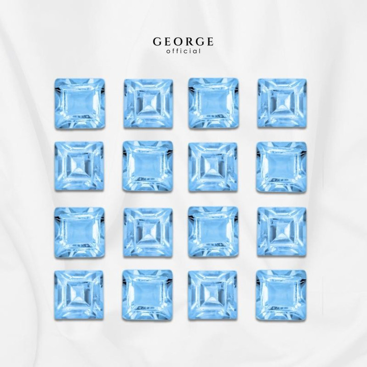 Blue Topaz Square Step Cut Gemstones - George Jewelry