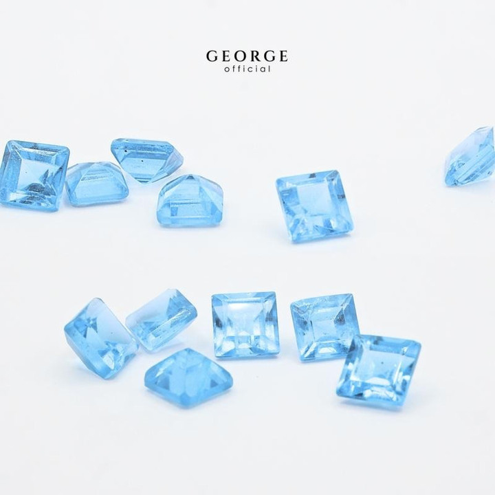 Blue Topaz Square Step Cut Gemstones - George Jewelry