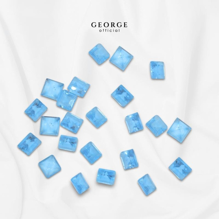 Blue Topaz Square Step Cut Gemstones - George Jewelry