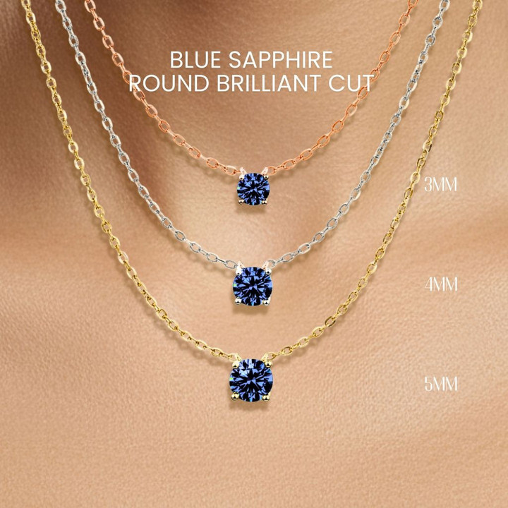 Collier saphir bleu - Sertissage classique à 4 griffes | GEORGE Jewelry