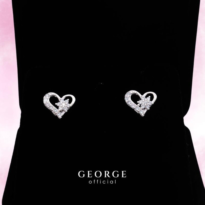 Sterling Silver Heart CZ Earrings - Minimalist Design