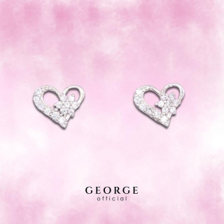 Sterling Silver Heart CZ Earrings - Minimalist Design