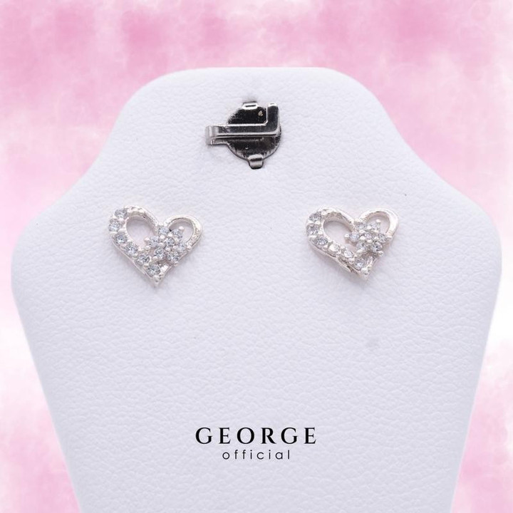 Sterling Silver Heart CZ Earrings - Minimalist Design