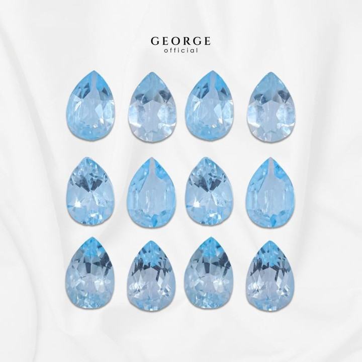 George Jewelry Blue Topaz Pear Cut Gemstones