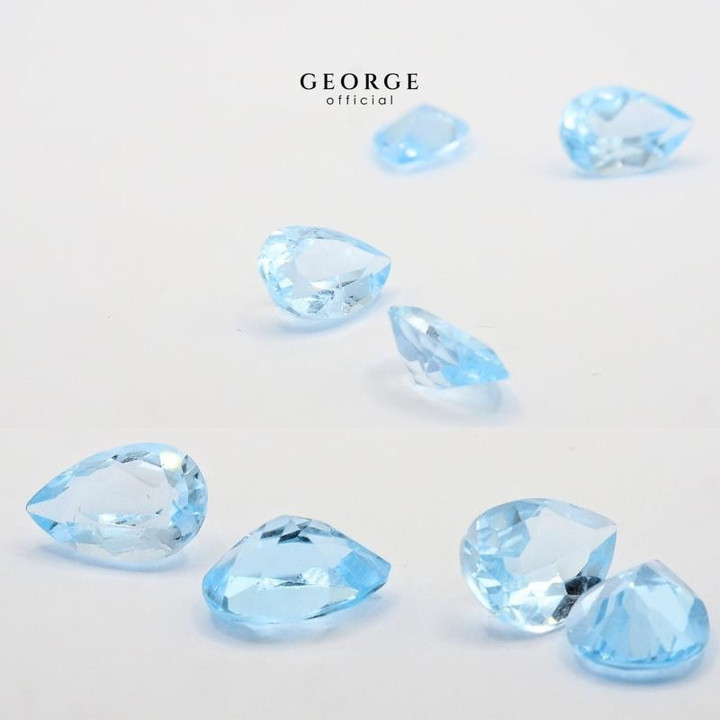 George Jewelry Blue Topaz Pear Cut Gemstones