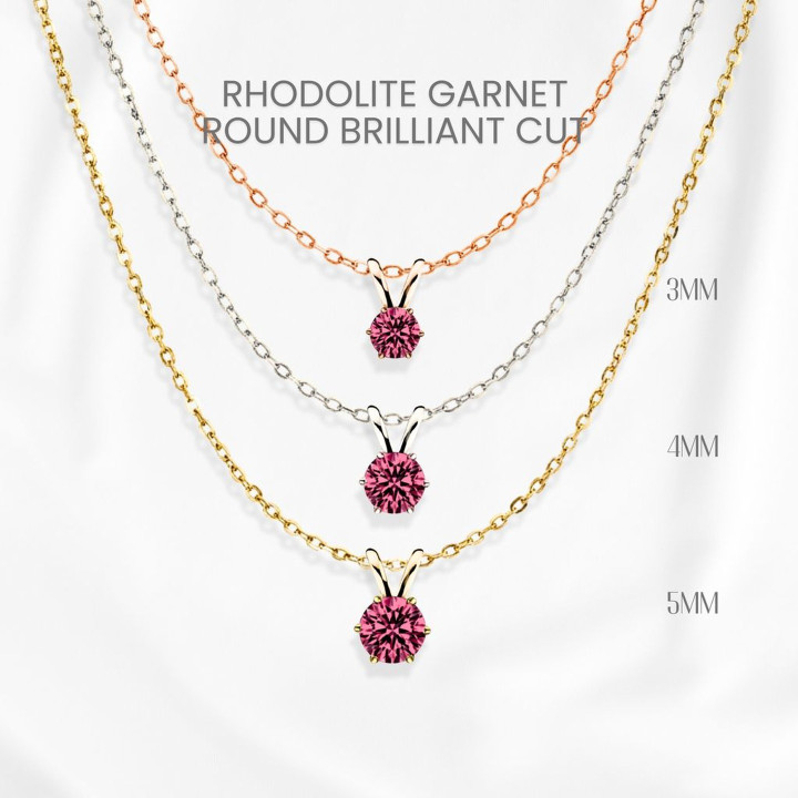 Collier en grenat rhodolite | Argent sterling et plaqué or | Pendentif GEORGE