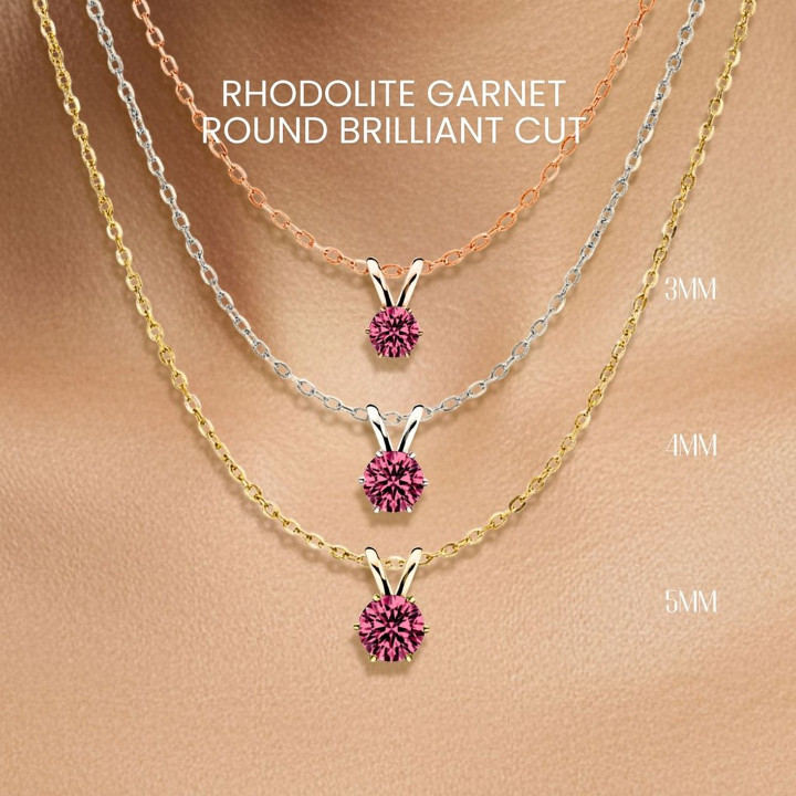 Collier en grenat rhodolite | Argent sterling et plaqué or | Pendentif GEORGE