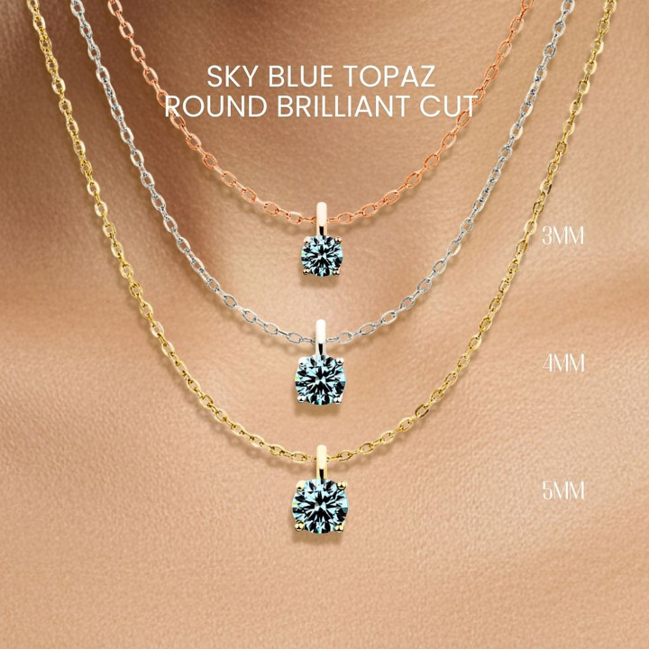 Collar de topacio azul cielo | Plata de ley y baño de oro | GEORGE Jewelry