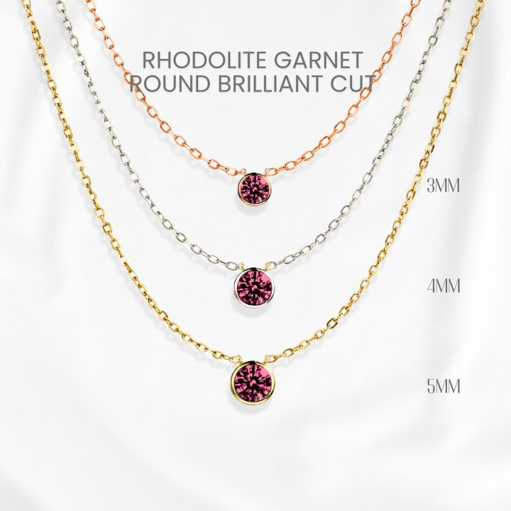 Collier en grenat rhodolite | Argent sterling, plaqué or et pendentif