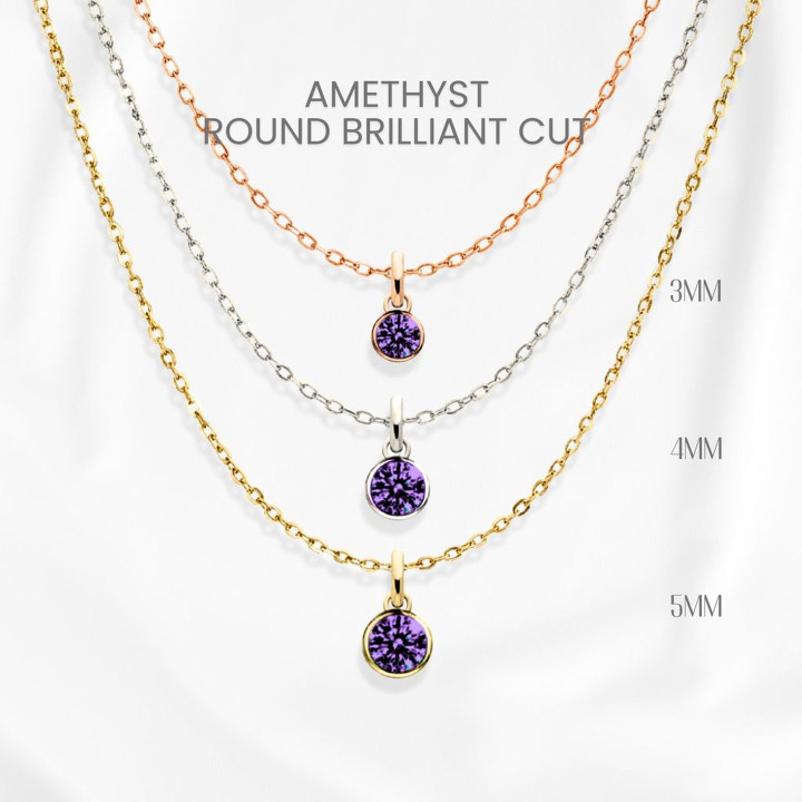 Collier en améthyste | Pendentif minimaliste en pierre précieuse et argent sterling